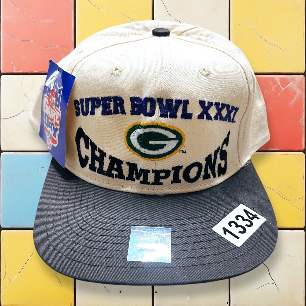 Vintage 90s Green Bay Packers Super Bowl Champions Snapback Hat Drew Pearson NWT